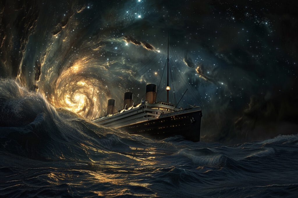 Untergang der "Titanic" - ein Portal verschluckt das Schiff (KI)