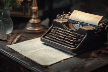 Vintage Schreibmaschine und Zeitung