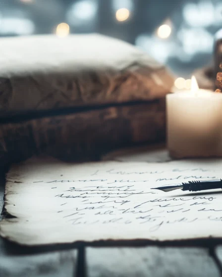 ⚡️ Nachtrag: Leide ich an Metalepsie? 1 Alter vintage Notizzettel mit Schreibfeder und Kerze