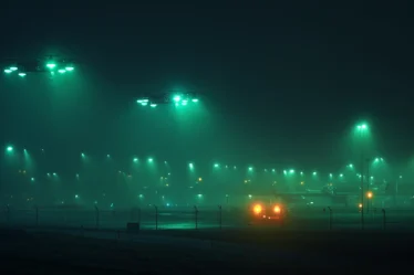 2 Drohnen über Brüssel, Flughafen, unheimliches grünes Licht bei Nacht